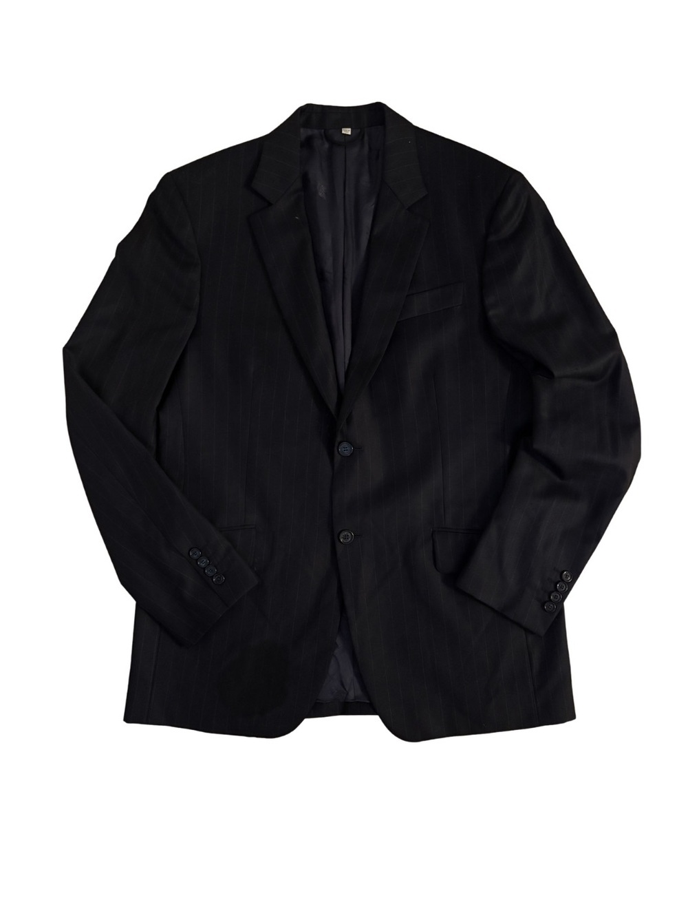 Burberry London Single Breasted Pinstripe Jacket - Black